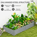 Outsunny Galvanised Raised Garden Bed, 180x90x30cm Raised Bed, Silver