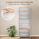 HOMCOM 180cm Tall Kitchen Cupboard, Pantry Storage Cabinet, High Gloss White