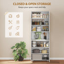 HOMCOM 180cm Tall Kitchen Cupboard, Pantry Storage Cabinet, High Gloss White