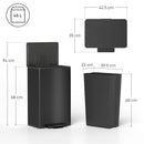 HOMCOM 45L Kitchen Bin, Pedal Bin With Soft-Close Lid, Removable Bucket