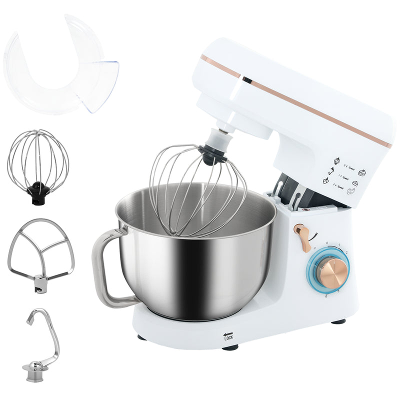 HOMCOM Electric Stand Mixer, 5L Food Mixer with Dough Hook, Whisk
