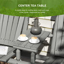 Outsunny Wood Patio Bench 2 Seats w/ Centre Coffee Table, Grey