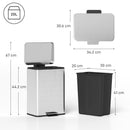 HOMCOM Pedal Bin With Soft-Close Lid, 20L Stainless Steel Kitchen Bin Silver