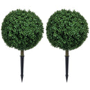 HOMCOM Set Of 2 Artificial Boxwood Topiary Trees With Ground Stake