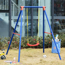 Outsunny Metal Children's Garden Swing  3-8 Years Old Blue