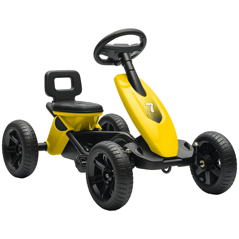 AIYAPLAY Pedal Go-Kart for Kids with Silent EVA Wheels, Metal Frame