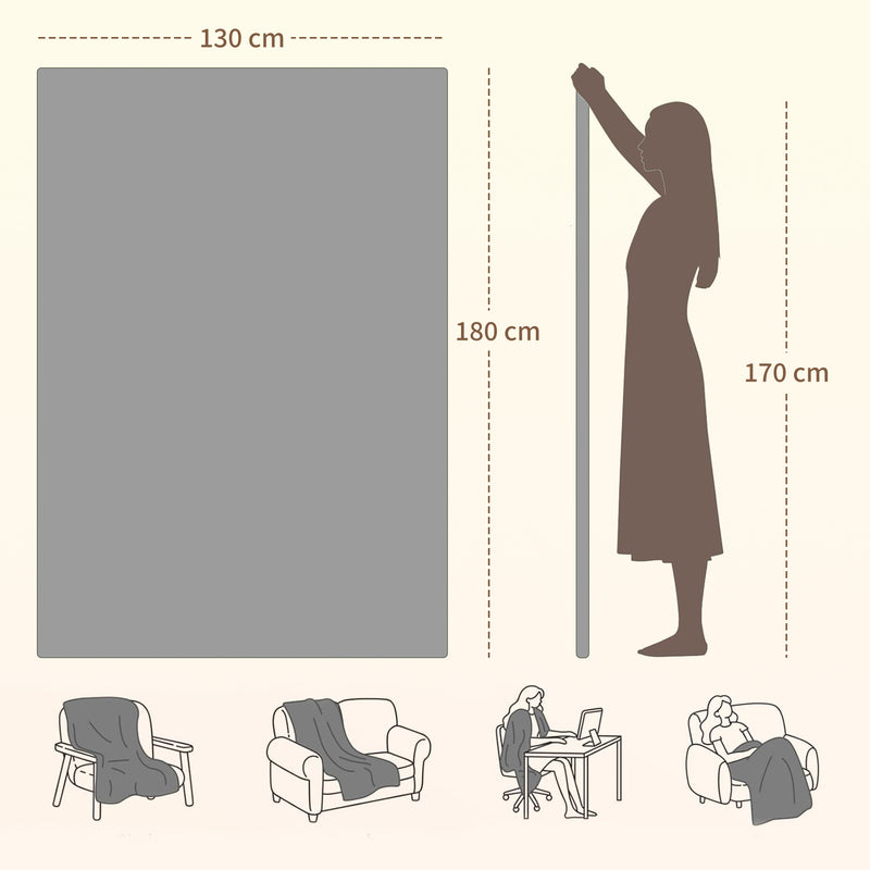 HOMCOM Heated Throw Blanket With 10 Heat Levels And 10H Timer, Grey