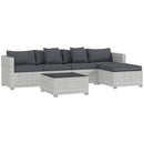 Outsunny 6 Pieces Rattan Furniture Set Garden Sofa Set Mixed Grey