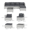 Outsunny 6 Pieces Rattan Furniture Set Garden Sofa Set Mixed Grey