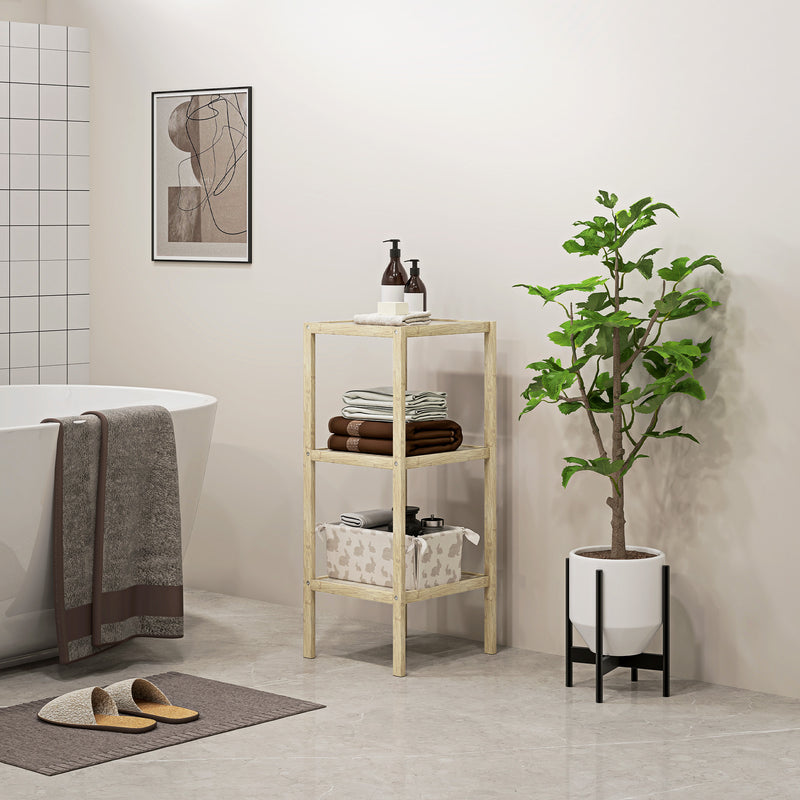 Bathroom Storage Shelving Unit, Freestanding Bamboo Shelves, Natural