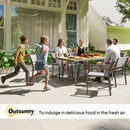 Outsunny Garden Table for 6, Outdoor Dining Table with 5cm Umbrella Hole