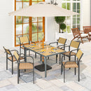 Outsunny Garden Table for 6, Outdoor Dining Table with 5cm Umbrella Hole