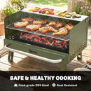 Outsunny Portable Barbecue Grill With Adjustable Grates For Camping, Green