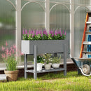 Outsunny Wooden Raised Bed w/ Bed Liner, Storage Shelf