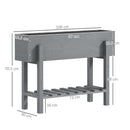 Outsunny Wooden Raised Bed w/ Bed Liner, Storage Shelf