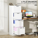HOMCOM 4 Drawer File Cabinet with Lock and Adjustable Hanging Bars, White
