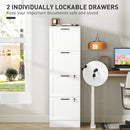 HOMCOM 4 Drawer File Cabinet with Lock and Adjustable Hanging Bars, White