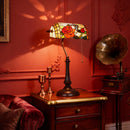 HOMCOM Tiffany-Style Stained Glass Table Lamp, Handcrafted Antique Bedside