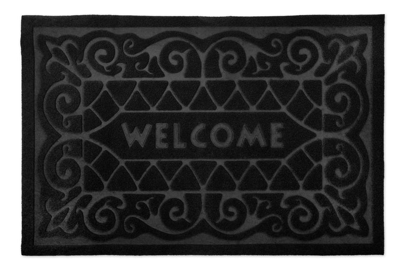 Welcome Easy Care Absorbent Door Mat in Black