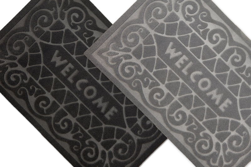 Welcome Easy Care Absorbent Door Mat in Grey