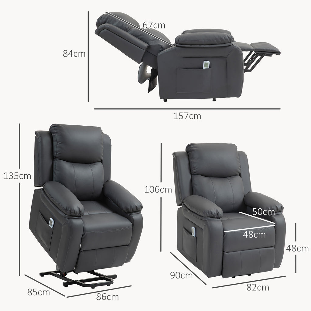 Hall Riser Home Lift HOMCOM Riser and Recliner Chair Power Lift Recliner with Remote Dark G