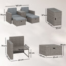 Outsunny 5 Piece Rattan Garden Furniture Set w/ Storage Table, Dark Grey