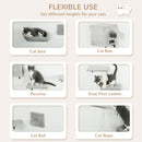 PawHut 6-Piece Cat Wall Shelves Set, Cat Wall Furniture with Condo, Grey