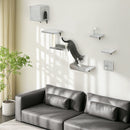 PawHut 6-Piece Cat Wall Shelves Set, Cat Wall Furniture with Condo, Grey