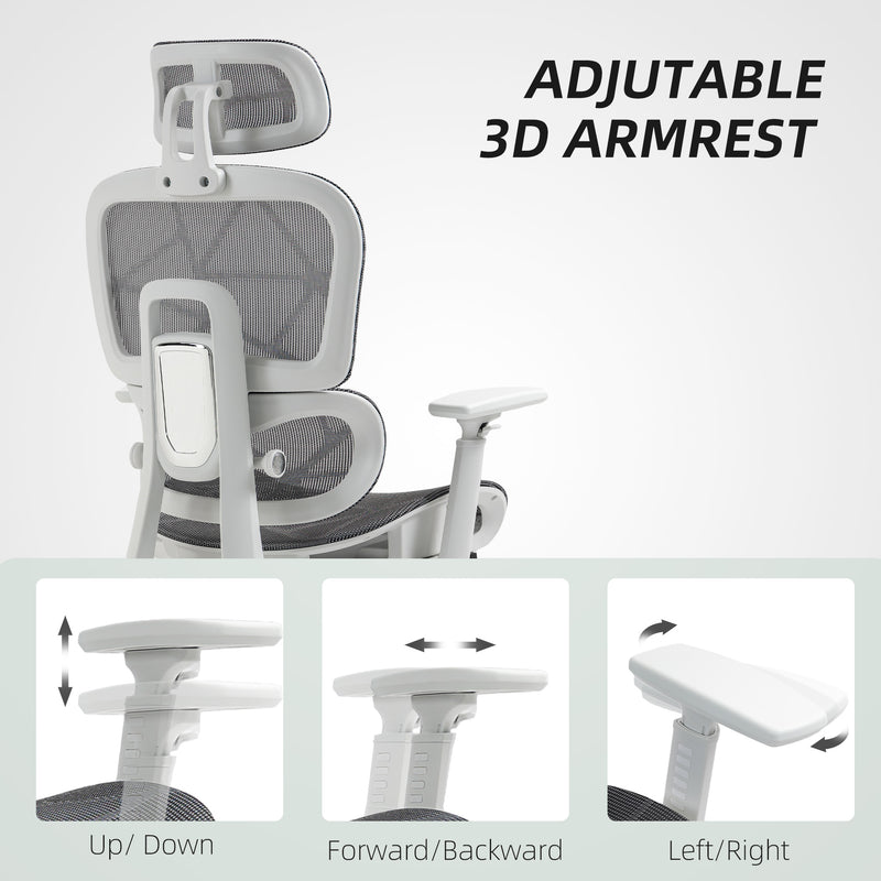 HOMCOM Ergonomic Office Chair Swivel Computer Chair with 3D Armrest Grey
