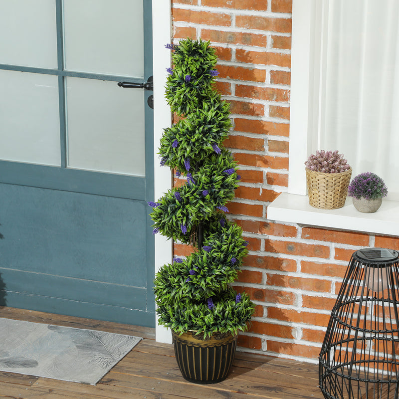 HOMCOM Set of 2 Decorative Artificial Plants with Lavender and Pot, 115cm
