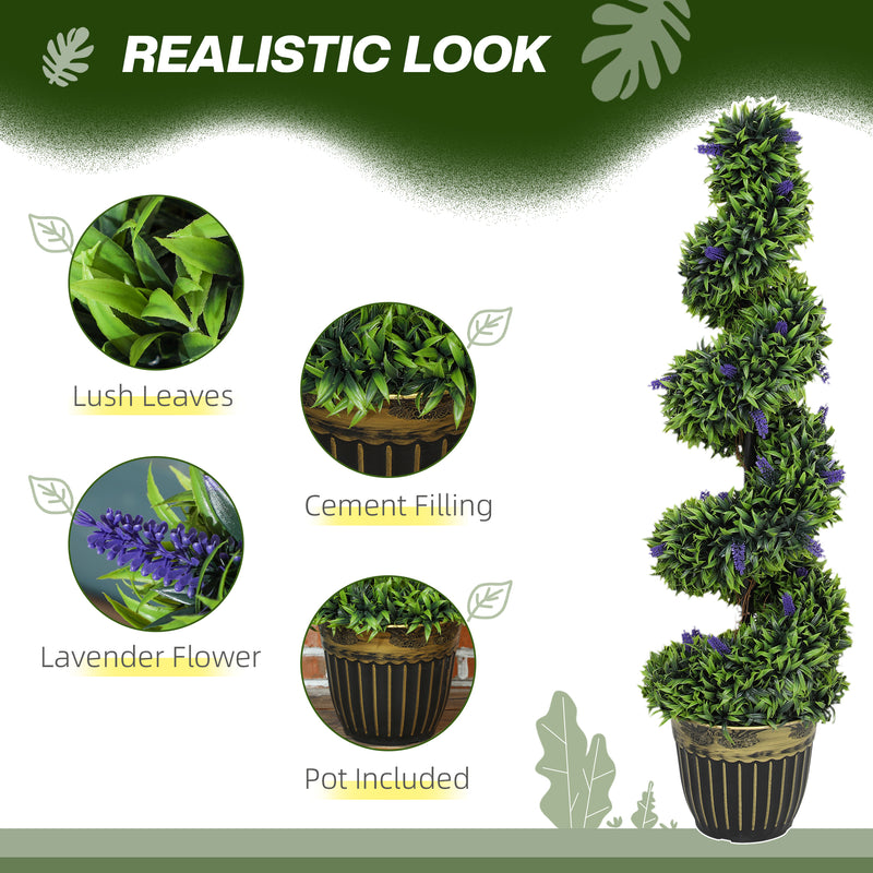 HOMCOM Set of 2 Decorative Artificial Plants with Lavender and Pot, 115cm