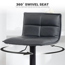 HOMCOM Bar Stools Set Of 2 Swivel Height Adjustable Barstools Dark Grey