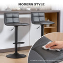 HOMCOM Bar Stools Set Of 2 Swivel Height Adjustable Barstools Dark Grey