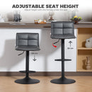 HOMCOM Bar Stools Set Of 2 Swivel Height Adjustable Barstools Dark Grey