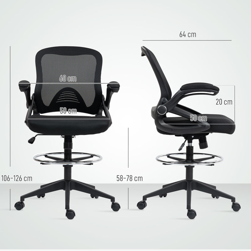 Vinsetto Mesh Office Stool, 60° Swivel Height Adjustable Chair