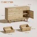 HOMCOM Sideboard Soft Close Doors Wood Legs Walnut