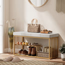 HOMCOM Shoe Storage Bench with Seat Cushion Tufted Shoe Rack Bench Grey