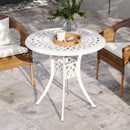 Outsunny 78 Cm Round Garden Dining Table With Parasol Hole, White