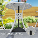 Outsunny 78 Cm Round Garden Dining Table With Parasol Hole, White