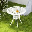 Outsunny 78 Cm Round Garden Dining Table With Parasol Hole, White