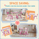 AIYAPLAY 3 Pcs Height Adjustable Kids Table And Chair Set For Playroom - Grey/Pink