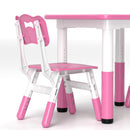 AIYAPLAY 3 Pcs Height Adjustable Kids Table And Chair Set For Playroom - Grey/Pink