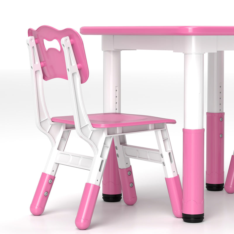 AIYAPLAY 3 Pcs Height Adjustable Kids Table and Chair Set for Playroom - Pink