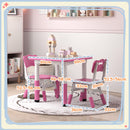 AIYAPLAY 3 Pcs Height Adjustable Kids Table And Chair Set For Playroom - Grey/Pink
