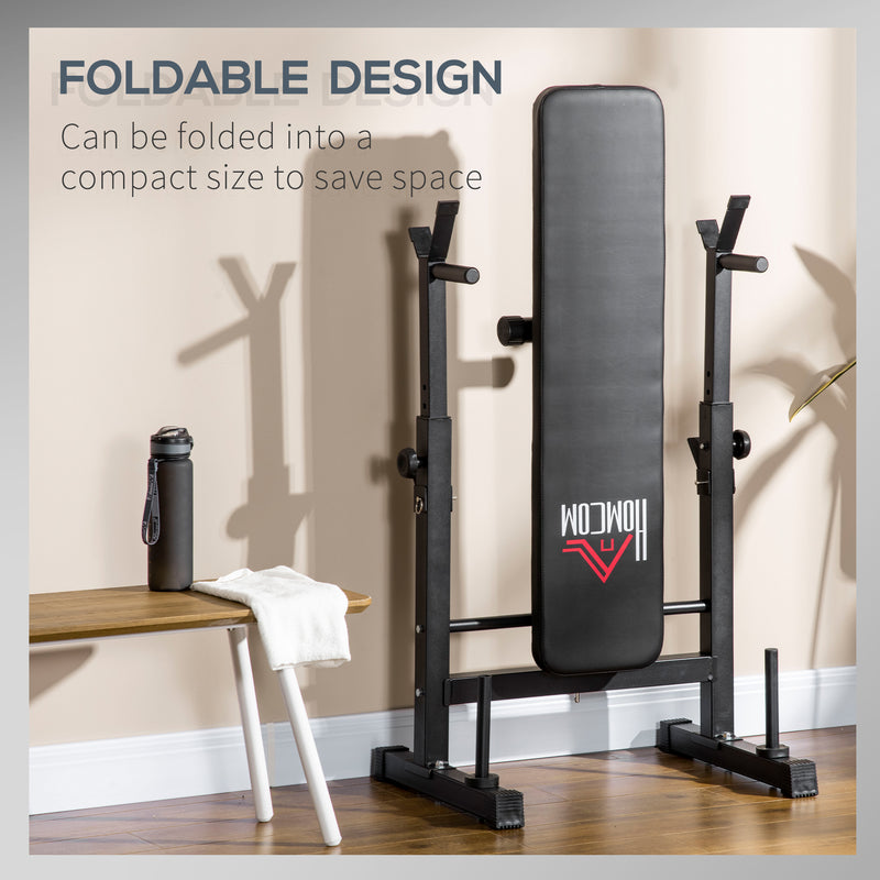 HOMCOM Adjustable Weight Bench with Barbell Rack and Dip Station, Black