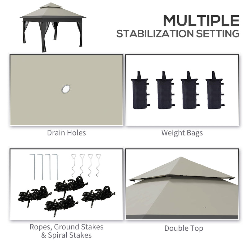 Outsunny 3 x 3(m) Pop Up Gazebo, Instant Shelter with Mosquito Netting, Grey