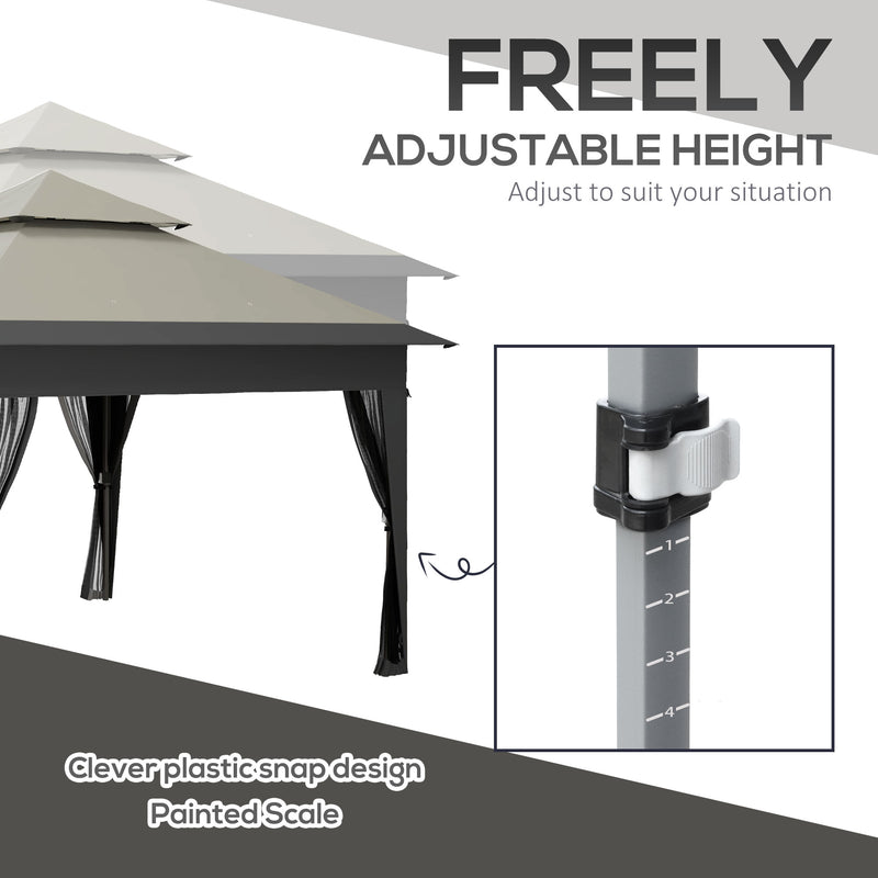 Outsunny 3 x 3(m) Pop Up Gazebo, Instant Shelter with Mosquito Netting, Grey