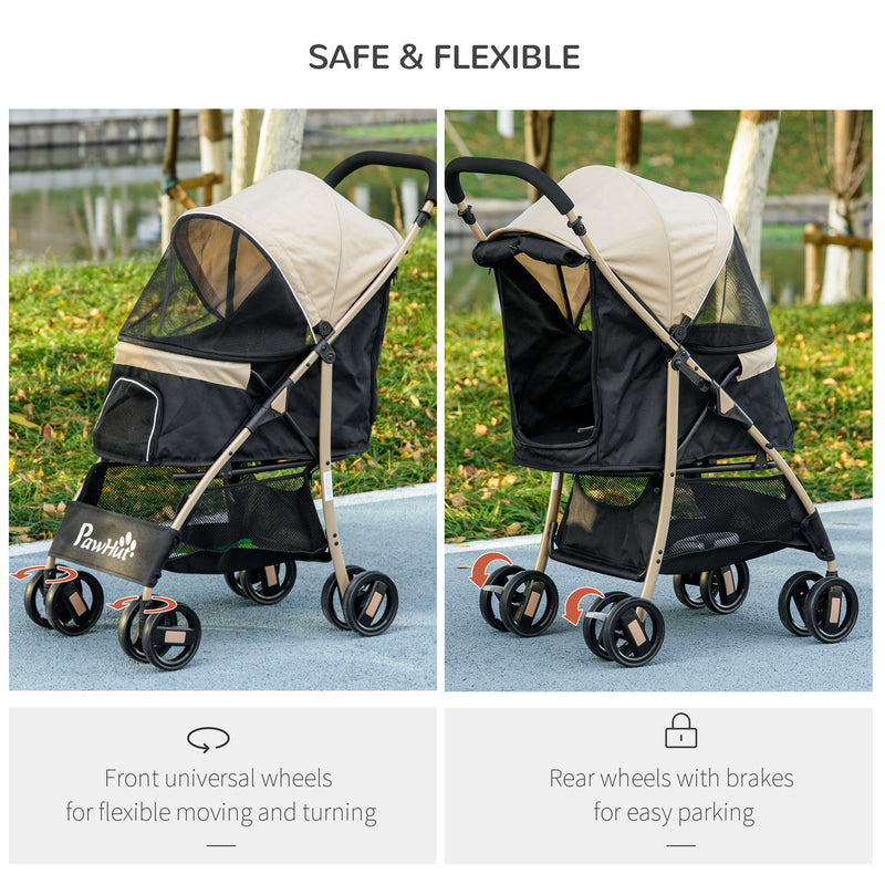 PawHut Pet Stroller for XS and S Dogs w/ Rain Cover