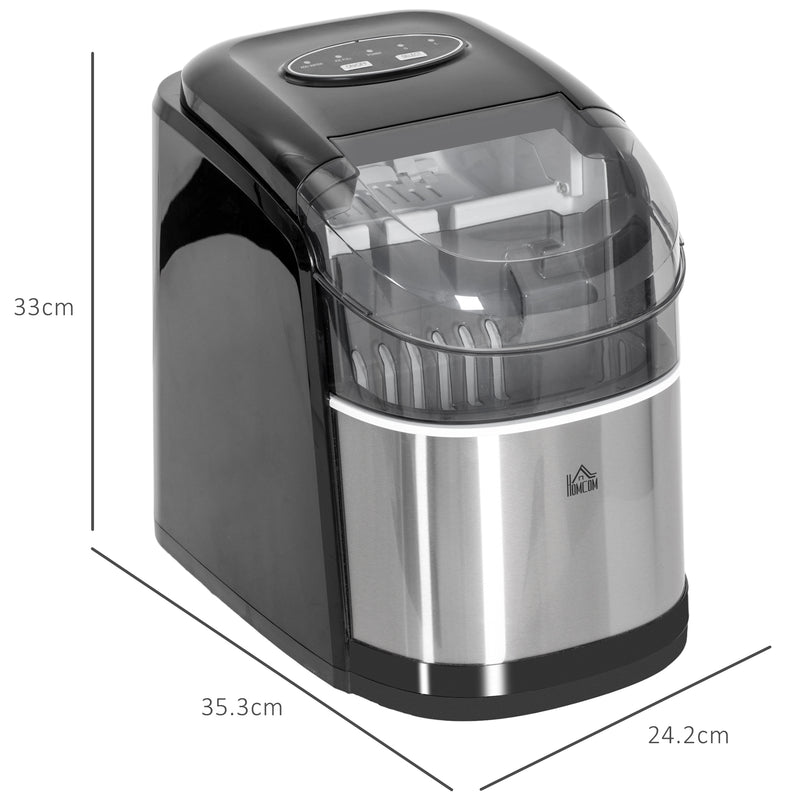 HOMCOM Portable Ice Cube Maker w/ 2 Cube Sizes 12Kg/24 Hrs, 9 Cubes/ 6-12Mins