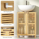 HOMCOM Under Sink Bathroom Cabinet, Bamboo Under Sink Cabinet, Natural